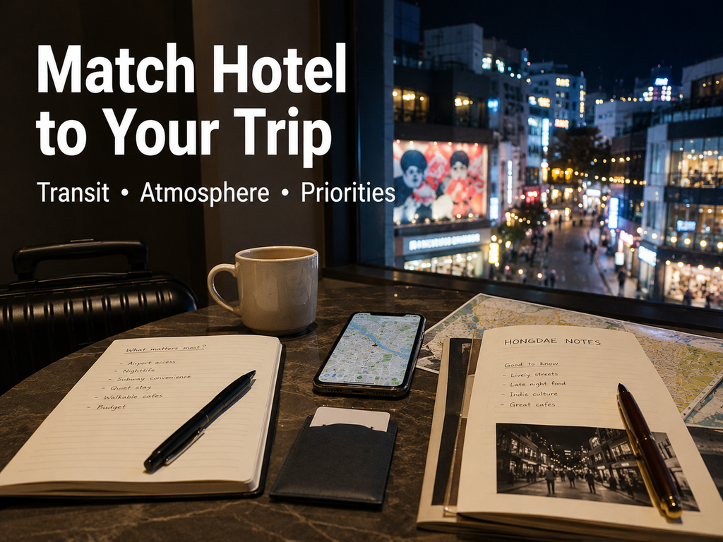 Hongdae hotels compared for airport access, nightlife, station convenience and quieter locations
