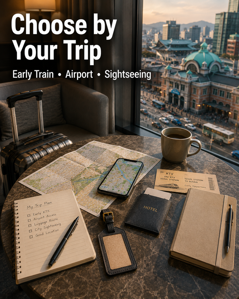 Seoul Station hotels compared for early KTX airport access luggage and sightseeing