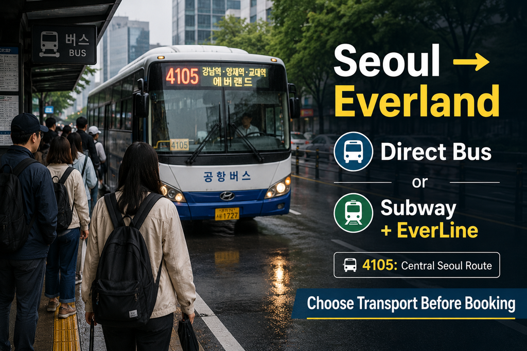 Public transportation from central Seoul to Everland in 2026