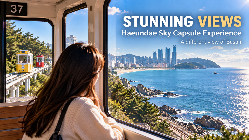 Haeundae Beach Train traveling along the Busan coastline in 2026