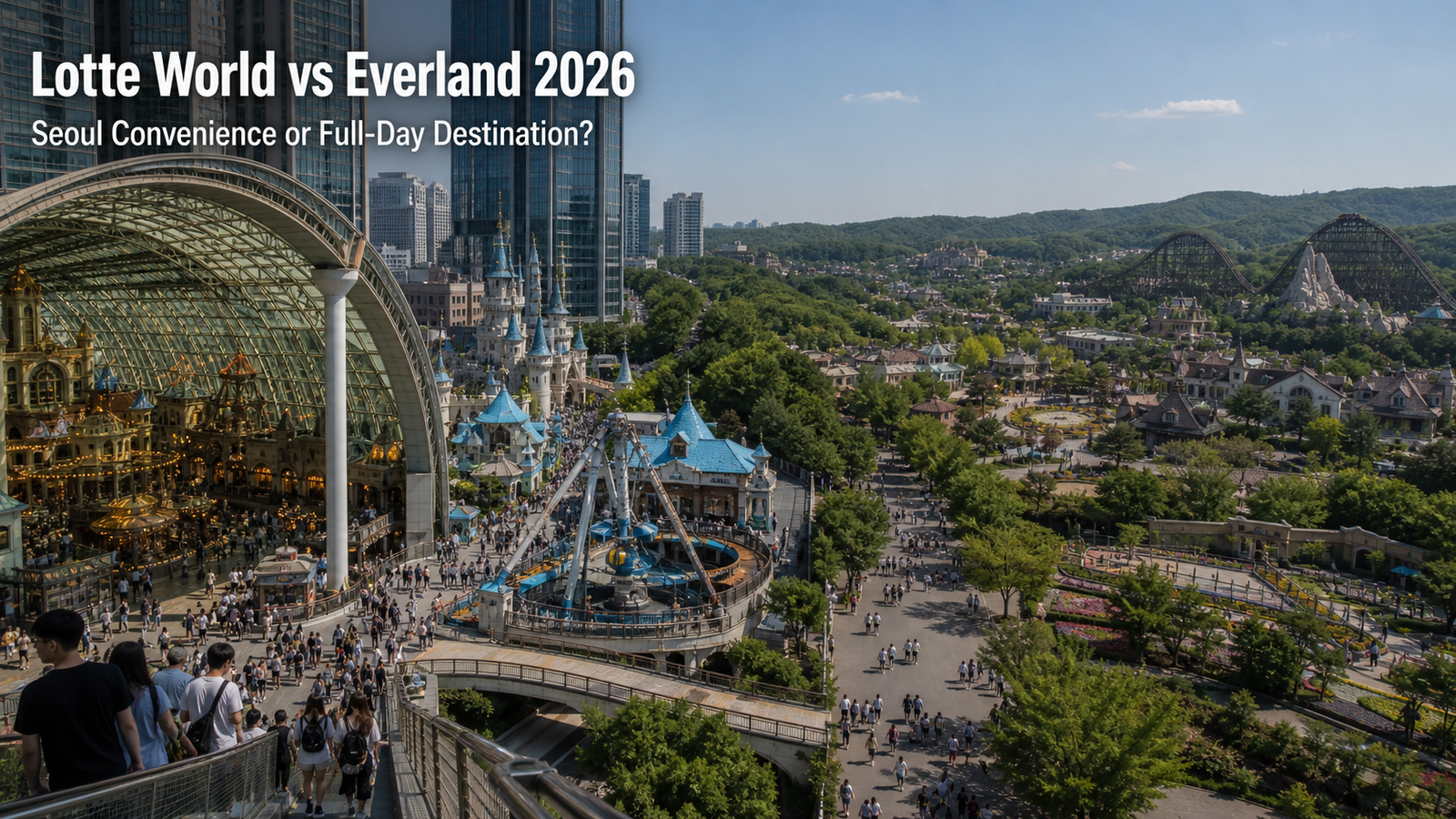 Lotte World vs Everland 2026 comparison for travelers choosing a theme park in Korea