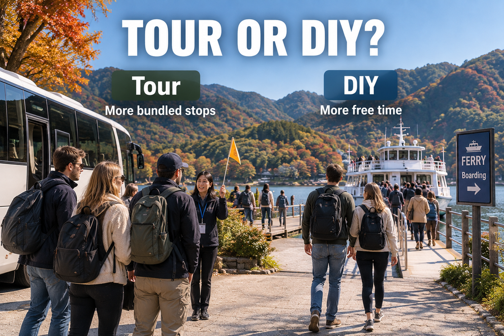 Nami Island tour vs DIY travelers choosing between a Seoul shuttle and independent ferry visit