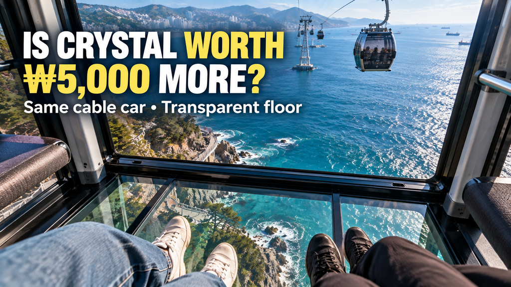 Songdo Cable Car Crystal Cruise showing the transparent floor experience over the sea