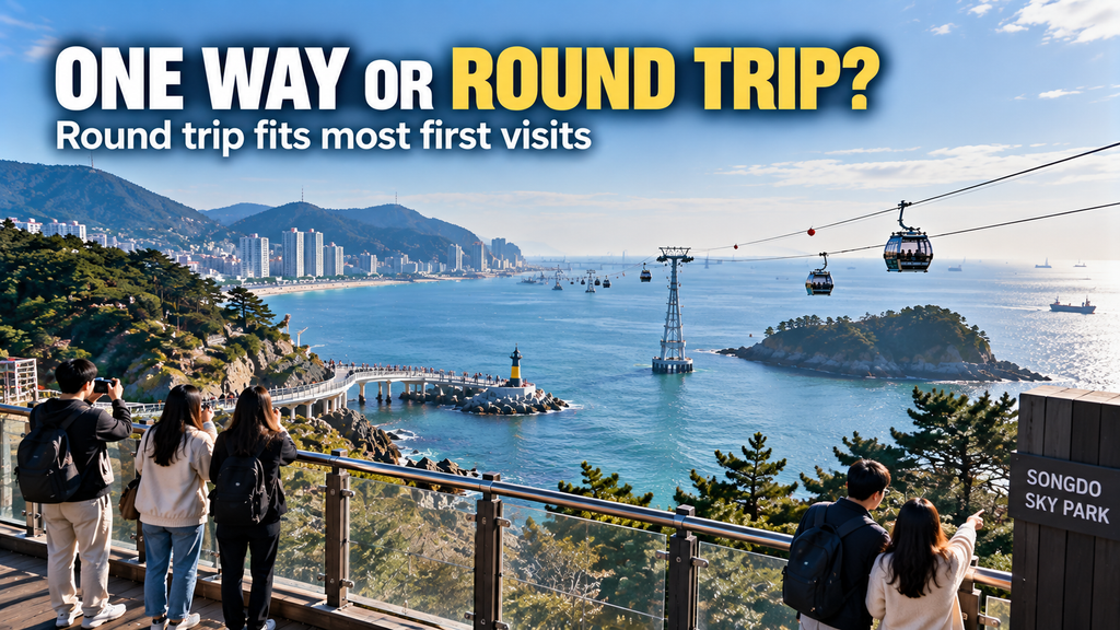 Songdo Cable Car scenic round-trip experience from the coastal viewpoint side
